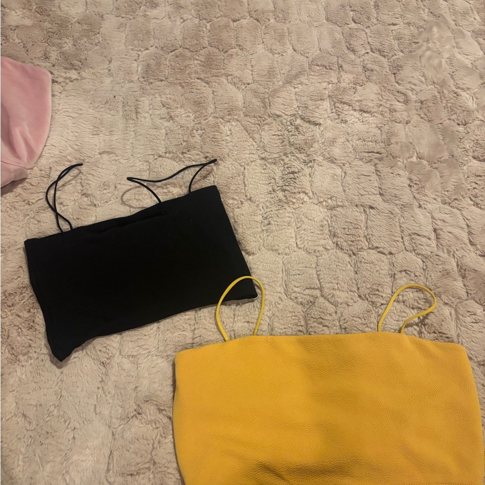 Black and Yellow thin strap Tops.